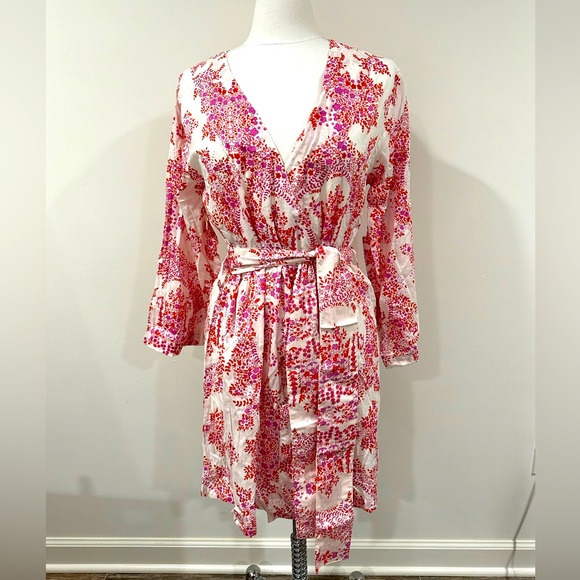 Anthropologie Plum Pretty Sugar Bridal Robe Red/Purple Floral - NIP - Picture 2 of 8
